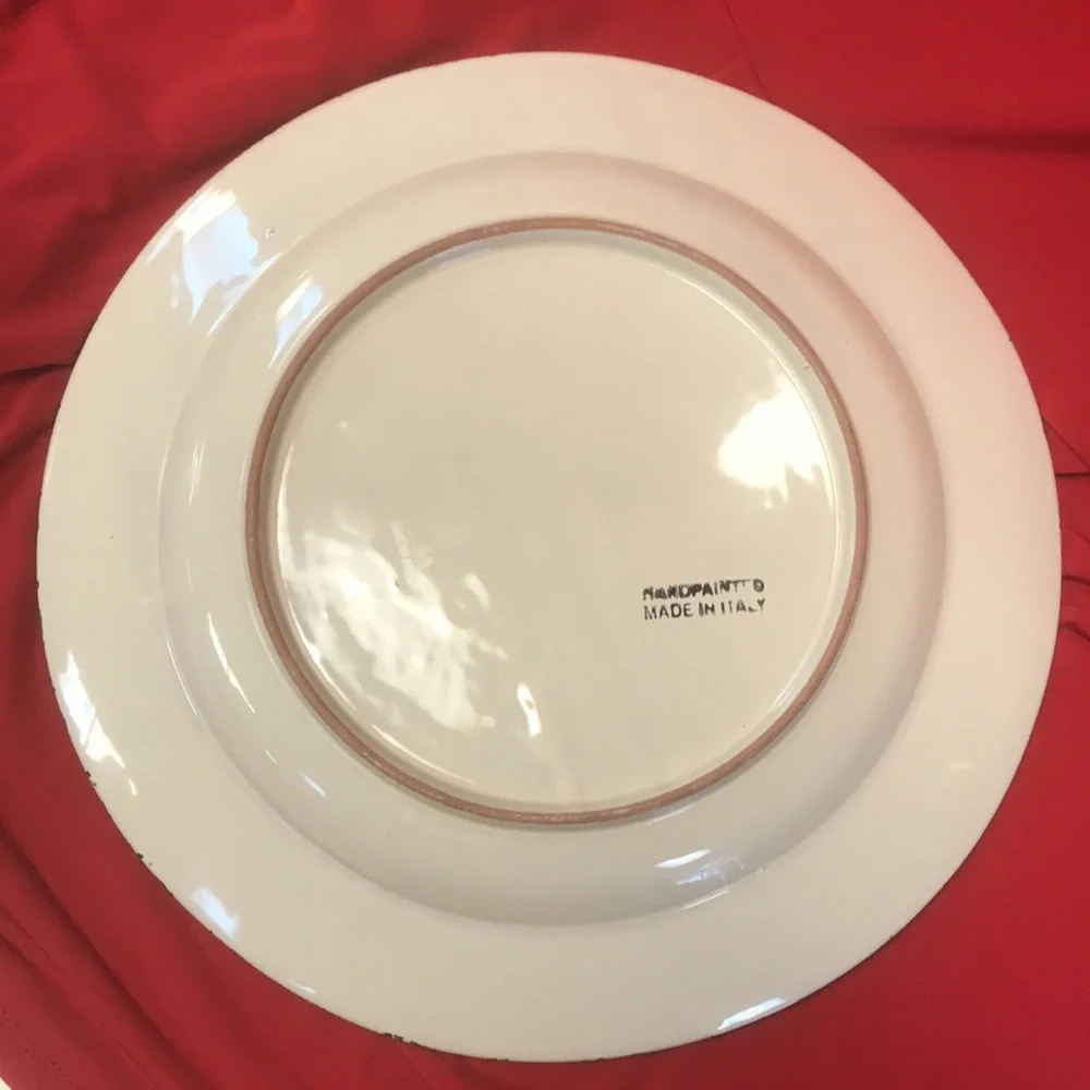 Vintage Italian hand-painted Christmas Bows‎ & Snowflakes Plate